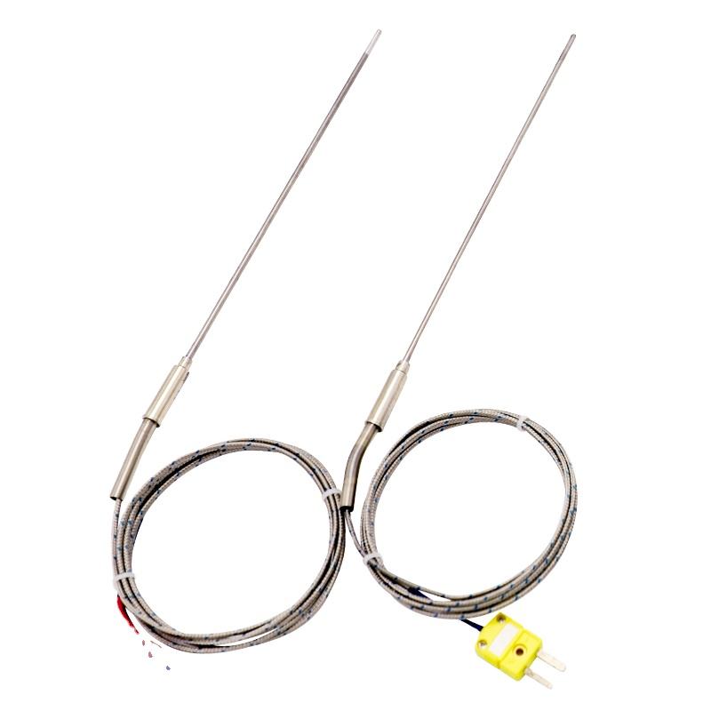 Needle-armoured flexible thermocouple, Type K, 2-wire, high-temperature, high-precision thermocouple na may extended PT100 RTD sensor