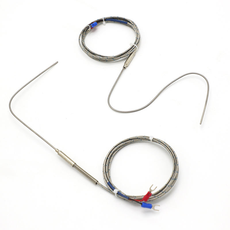 Needle-armoured flexible thermocouple, Type K, 2-wire, high-temperature, high-precision thermocouple na may extended PT100 RTD sensor