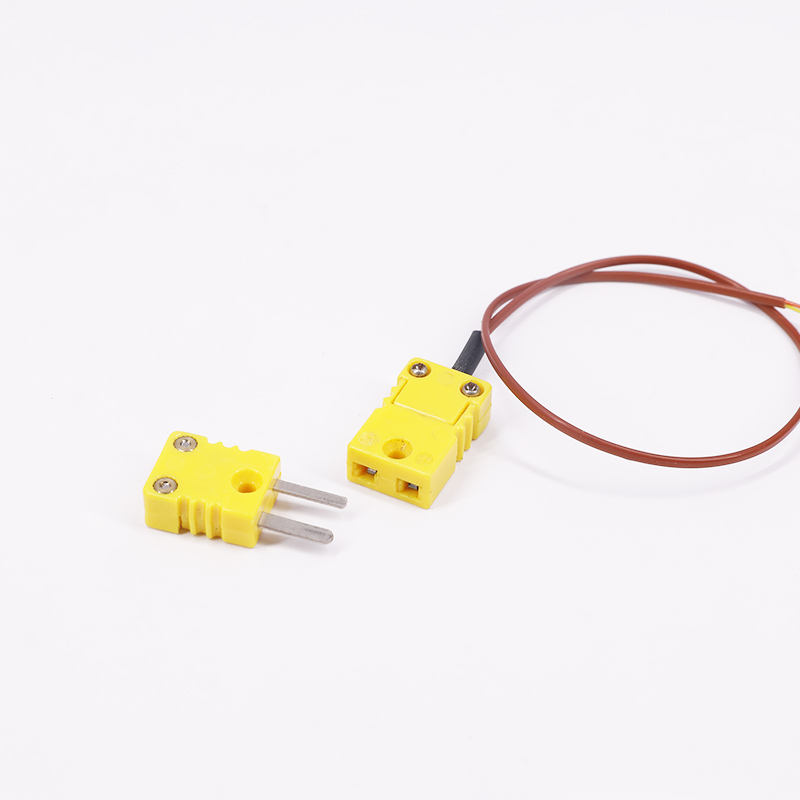Brown PTFE-sheathed temperature measurement 2-wire thermocouple extension cable na may thermocouple plug para sa direktang contact K-type na sensor