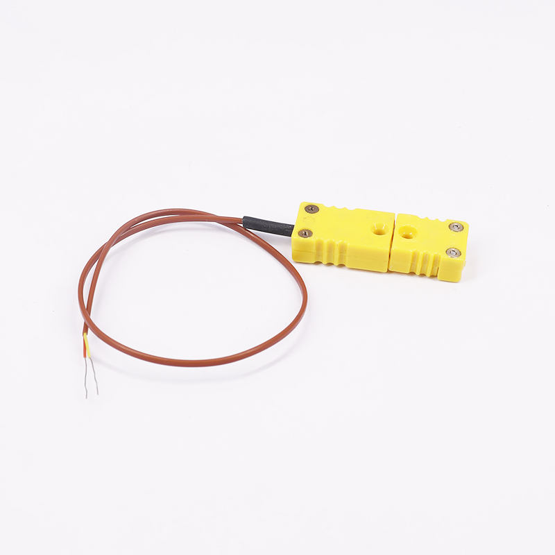Brown PTFE-sheathed temperature measurement 2-wire thermocouple extension cable na may thermocouple plug para sa direktang contact K-type na sensor